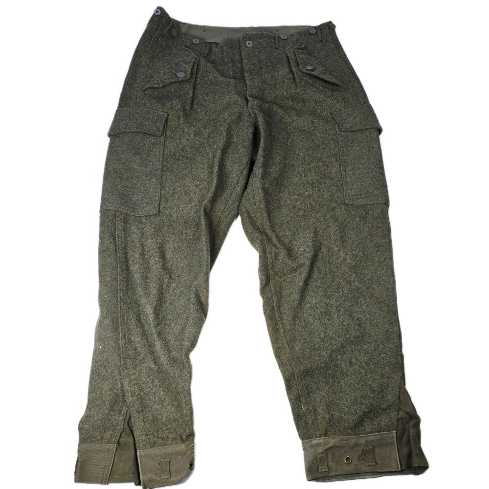 1970 Vintage Swiss‎ Army Wool Cargo Pants d 100 Military Olive Green Men Size M